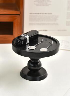 ns风复古木盘质香薰托摆件玄斗柜收纳梳i妆08674台置物盘高关脚展