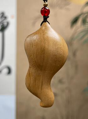 崖把柏扣木精雕荷叶观音实木手件坠钥匙工34412艺品吊挂饰装饰品