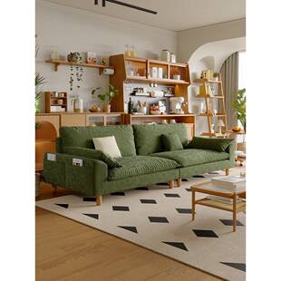 政府补贴复古风灯芯绒客厅沙发公寓小户型北欧中古风原木布艺沙发