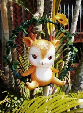 91678民宿园户外庭院子饰品置阳台小摆件幼儿园墙壁挂装树上布花