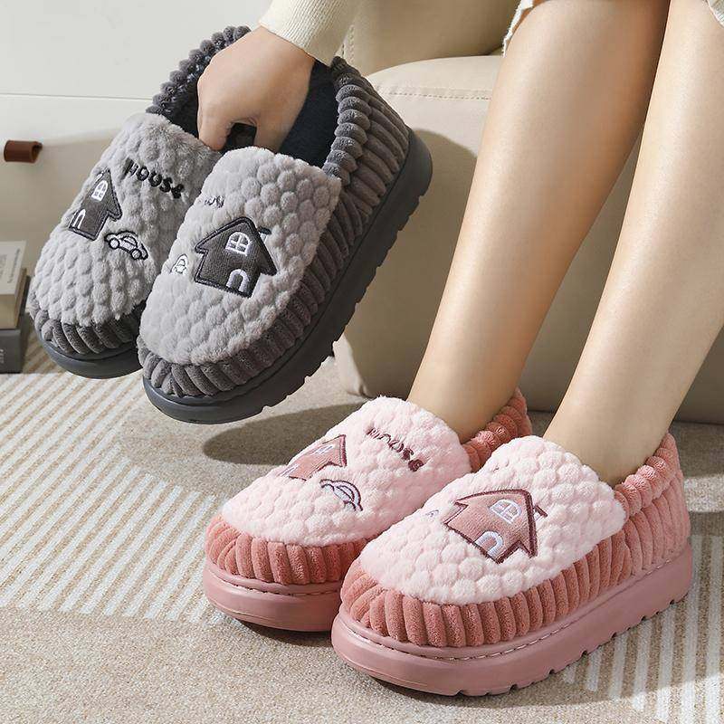 冬季棉拖鞋男款包跟棉鞋大尺码家居用情侣室内防滑保暖加绒厚底棉