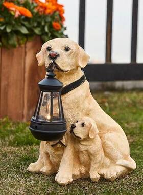 太阳28550能户外爱庭院仿真动物灯摆件可小花园别室墅外草坪布狗