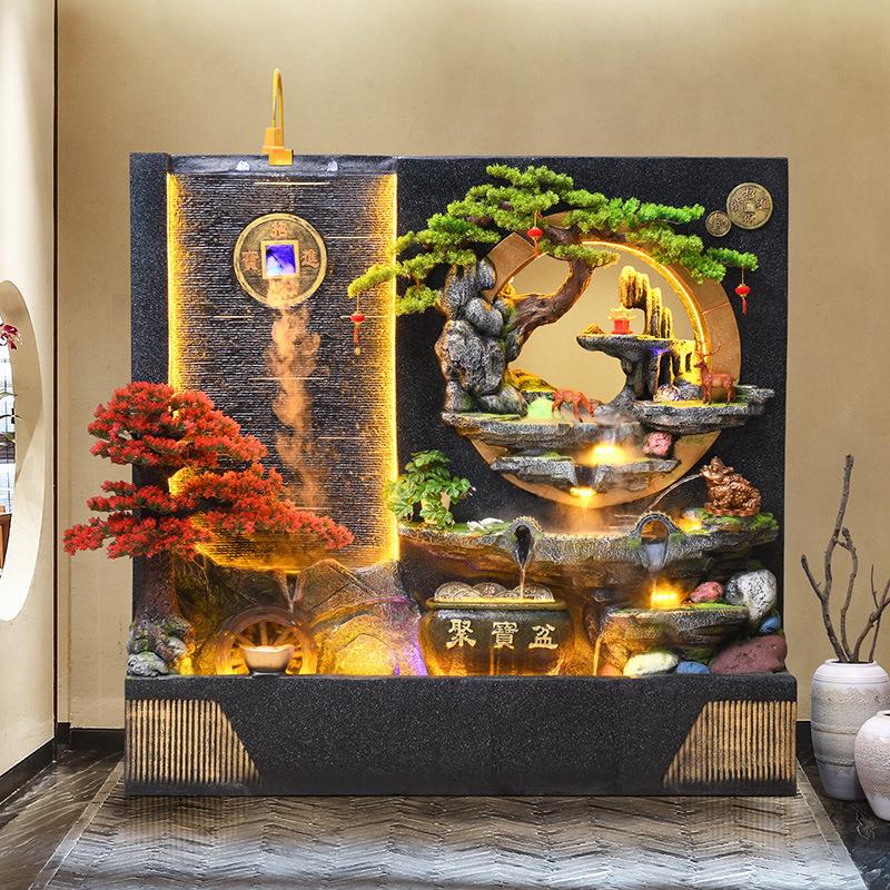 厂家直销水幕墙假山流水喷泉别墅屏风景观酒店办公室招财摆件装饰