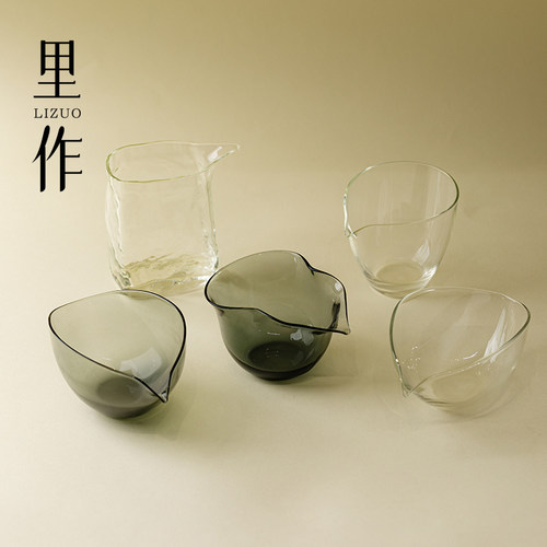 里作 高档玻璃公道杯功夫茶具高硼硅透明家用公杯分茶器茶道配件
