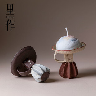 粗陶蜡烛台家用创意复古手工酥油灯陶艺居家烛光茶桌摆件 里作日式