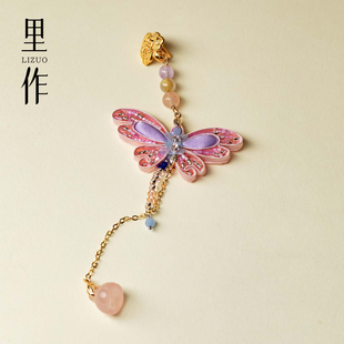 饰 里作 新中式 服装 胸襟挂饰粉精灵蝴蝶胸针女士专用高颜值古风装