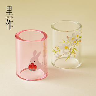 里作 创意可爱玻璃杯盖置透明茶壶盖碗盖托功夫茶具茶道配件零配