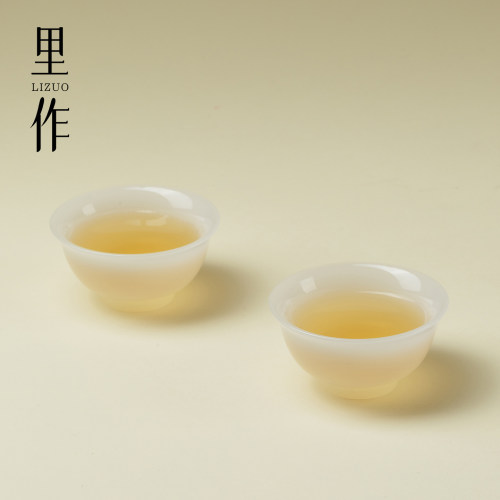 里作 手工冰种玉瓷圆口茶杯颜值高主人杯高级感家用功夫茶具单杯
