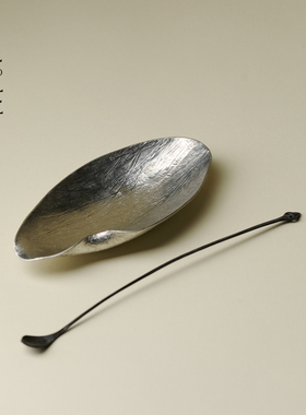 里作新中式创意纯锡茶则高端轻奢赏茶荷原创手工功夫茶具茶道配件