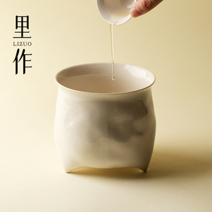 里作 大容量陶瓷建水日式复古草木灰大茶洗创意干泡水盂茶道配件