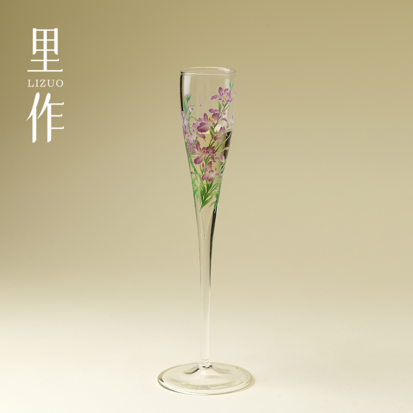 里作鸢尾花玻璃高脚杯透明手工鸡尾酒杯闻香杯品鉴杯创意高端茶杯