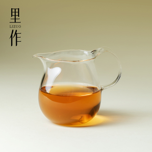 里作纯手工玻璃公道杯高硼硅耐热分茶器具带把手柄匀杯吹制茶海道