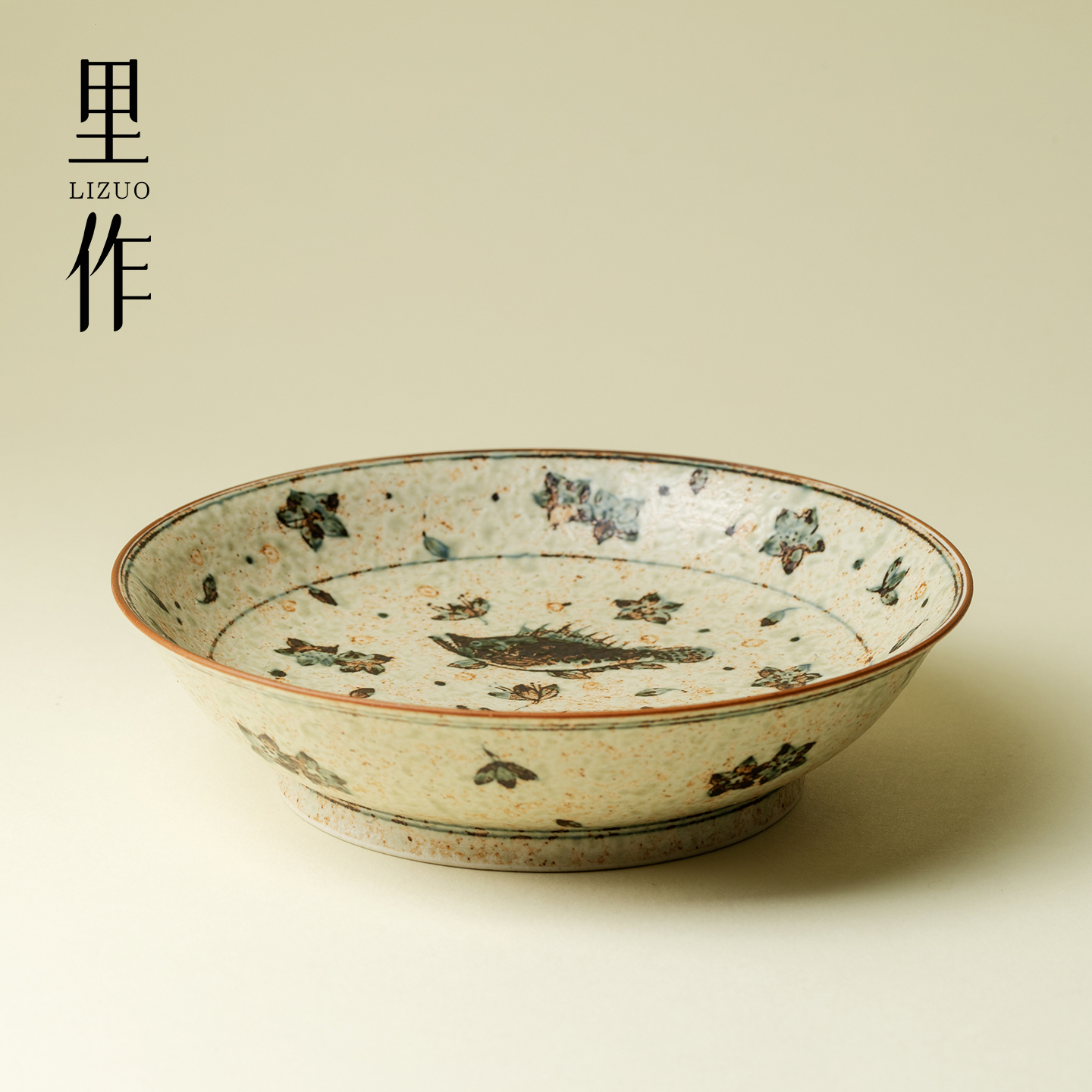 里作青花手绘鱼藻纹壶承景德镇全手工胎焦糖釉干泡盘茶台托盘茶具