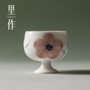 里作玉瓷纯手绘高足主人杯高档功夫茶具茶杯陶瓷品茗杯喝茶杯单杯