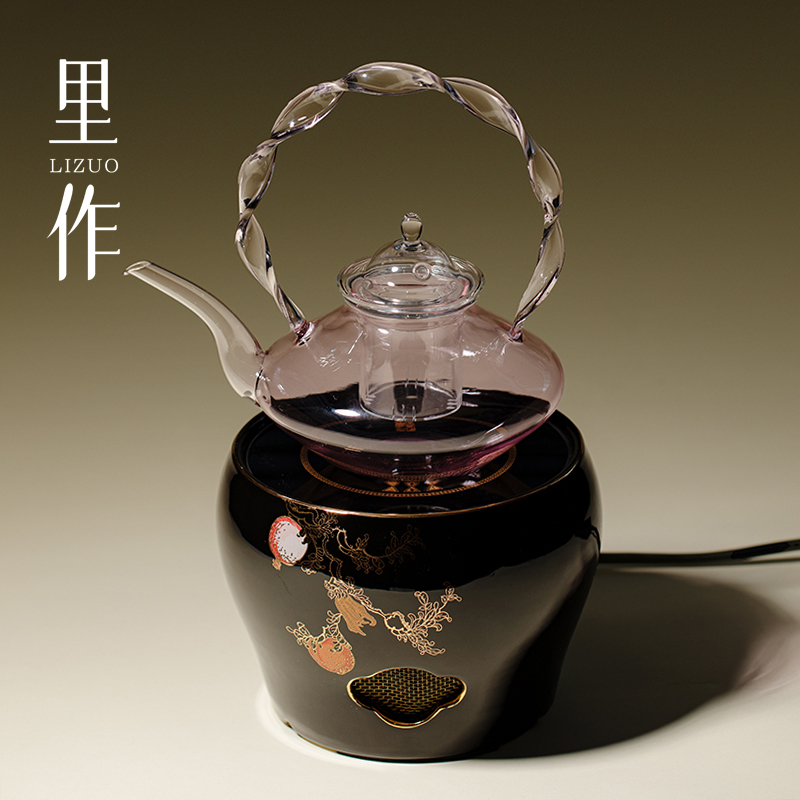 里作高端电陶炉煮茶壶套装新中式创意手工玻璃烧水壶煮花茶壶套组