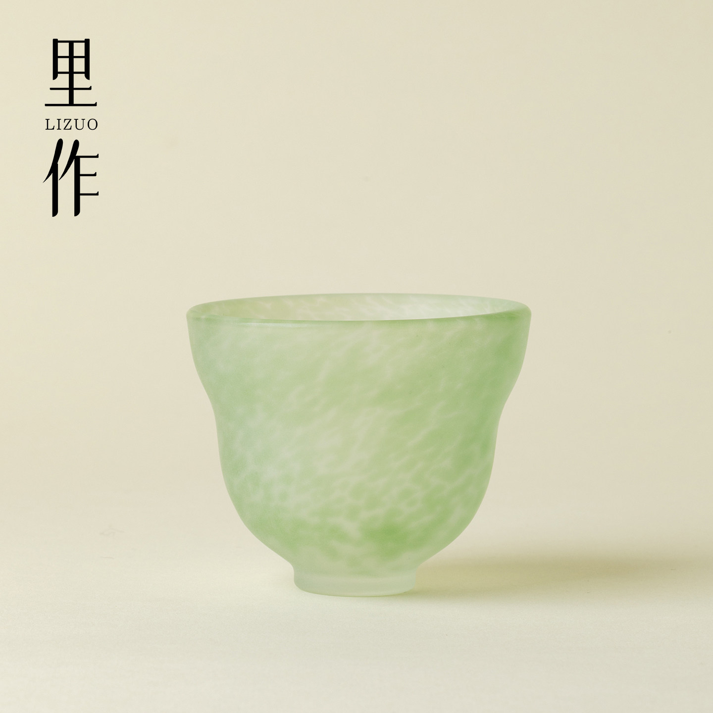 里作小清新高级琉璃品茗杯月笼砂浅绿玻璃葫芦杯中古主人杯喝茶杯
