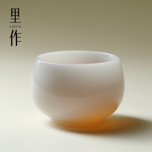 里作高端璞玉白瓷禅定杯主人杯中国白冰种玉瓷茶杯手工个人杯单杯