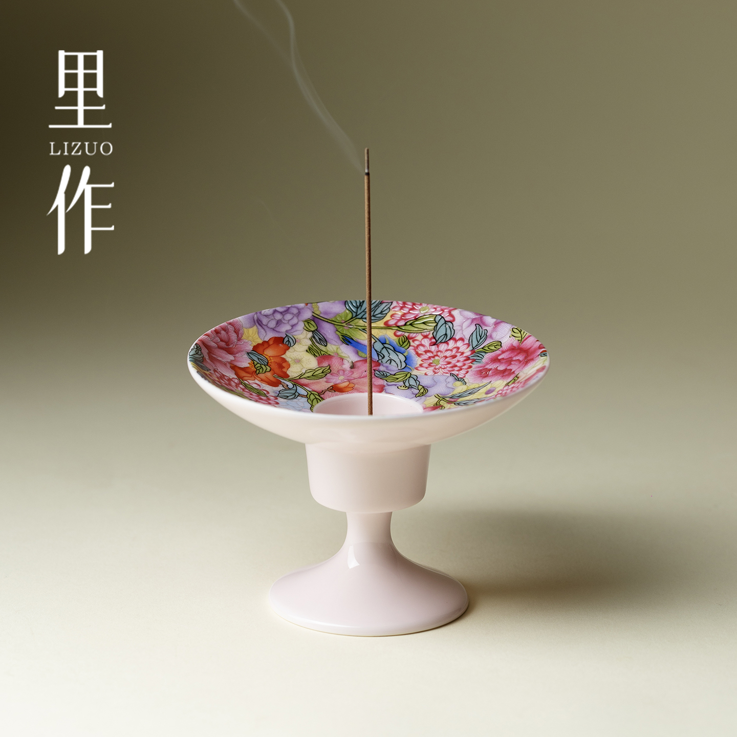 里作 高端粉彩繁花漫天线香香炉高级感创意香道炉室内家用熏香炉