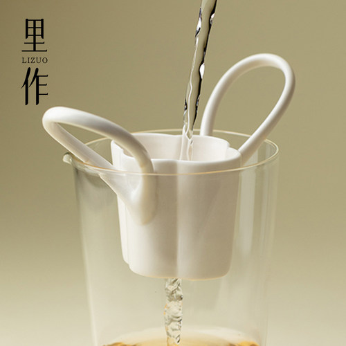 里作创意花型茶漏高端白瓷公道杯