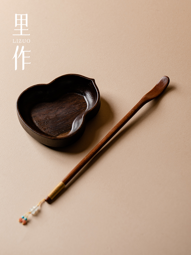 立左乌木茶两件套手工编织流苏茶表盘家用品茶莲花六君子茶道配件