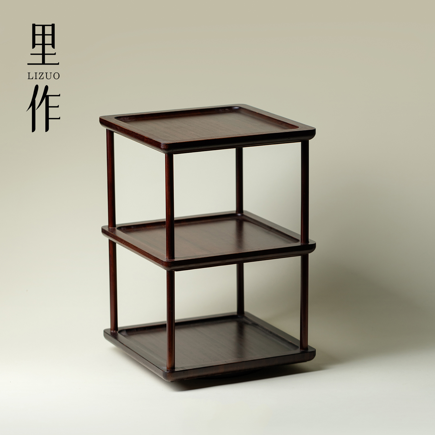 里作竹制博古架小实木摆件功夫茶具架多宝阁紫砂茶壶展示架置物架
