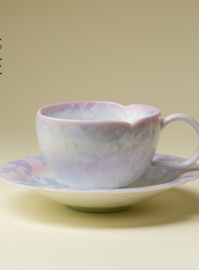 里作结晶釉粉雾萦梦陶瓷咖啡杯套装高端马克杯拿铁拉花主人杯水杯