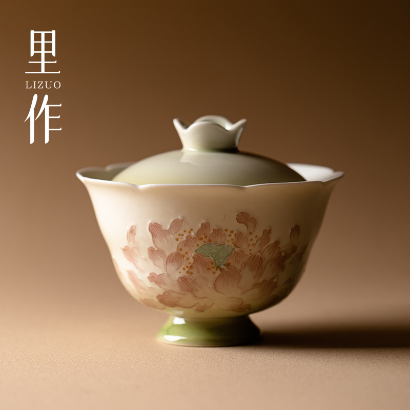 里作 景德镇创意手绘有田烧盖碗高档陶瓷薄胎泡茶碗功夫茶具单个