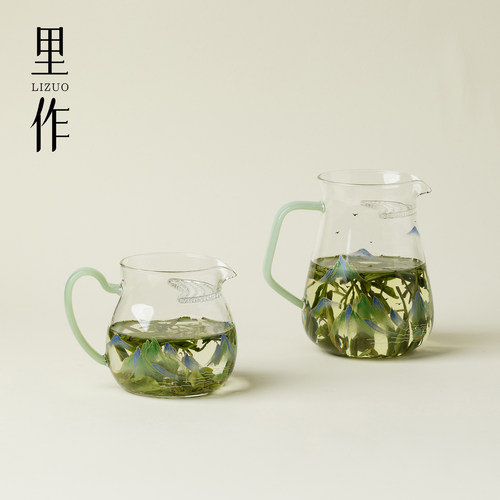 里作 千里江山玻璃小清新泡茶器带过滤分茶器耐热透明公道杯茶海
