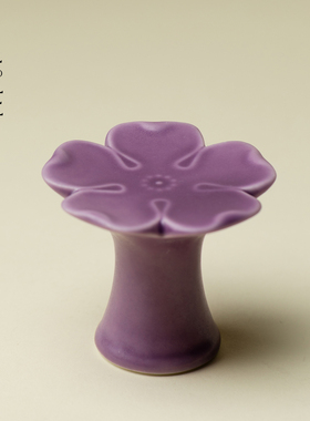 里作紫色小花瓣盖置泡茶茶壶盖碗盖子盖托茶道零配件陶瓷茶具垫子