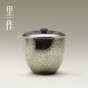 高端999纯银手抓壶日式 里作 手工泡茶壶一片打锤纹功夫茶具泡茶器