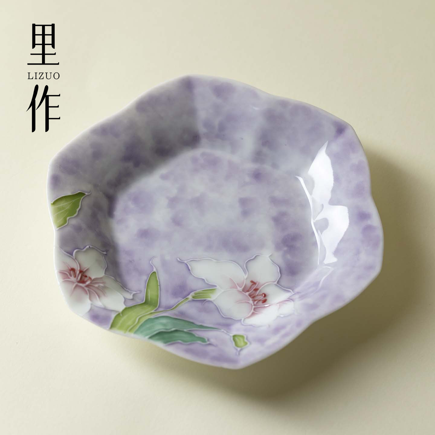 里作 有田烧手绘百合花口壶承釉下粉彩干泡盘养壶垫家用功夫茶具,餐饮具,茶道/零配,淘宝优惠券,粉丝福利购,淘宝优惠卷