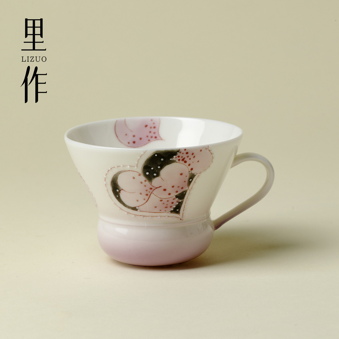 里作高端手绘桃心陶瓷茶杯中式简约主人杯家用功夫茶具精致手把杯,餐饮具,茶杯,淘宝优惠券,粉丝福利购,淘宝优惠卷