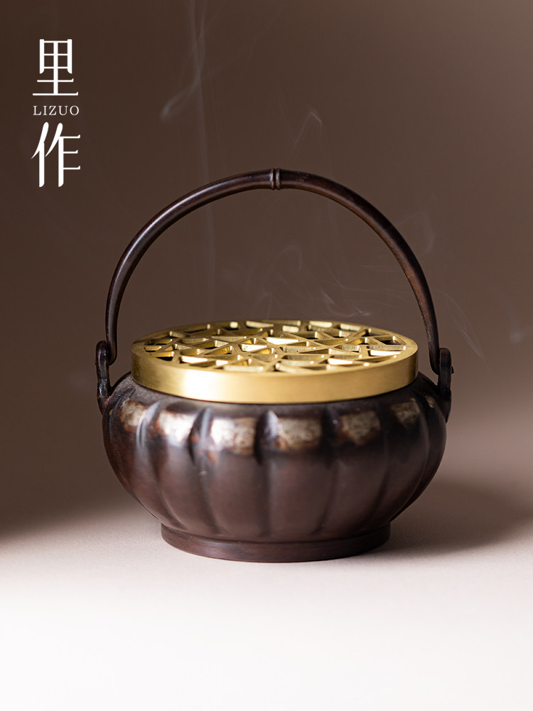 里作 手提黄铜香炉家用高端覆古香碳团盘香檀香沉香熏香炉小手炉,餐饮具,茶道/香炉,淘宝优惠券,粉丝福利购,淘宝优惠卷