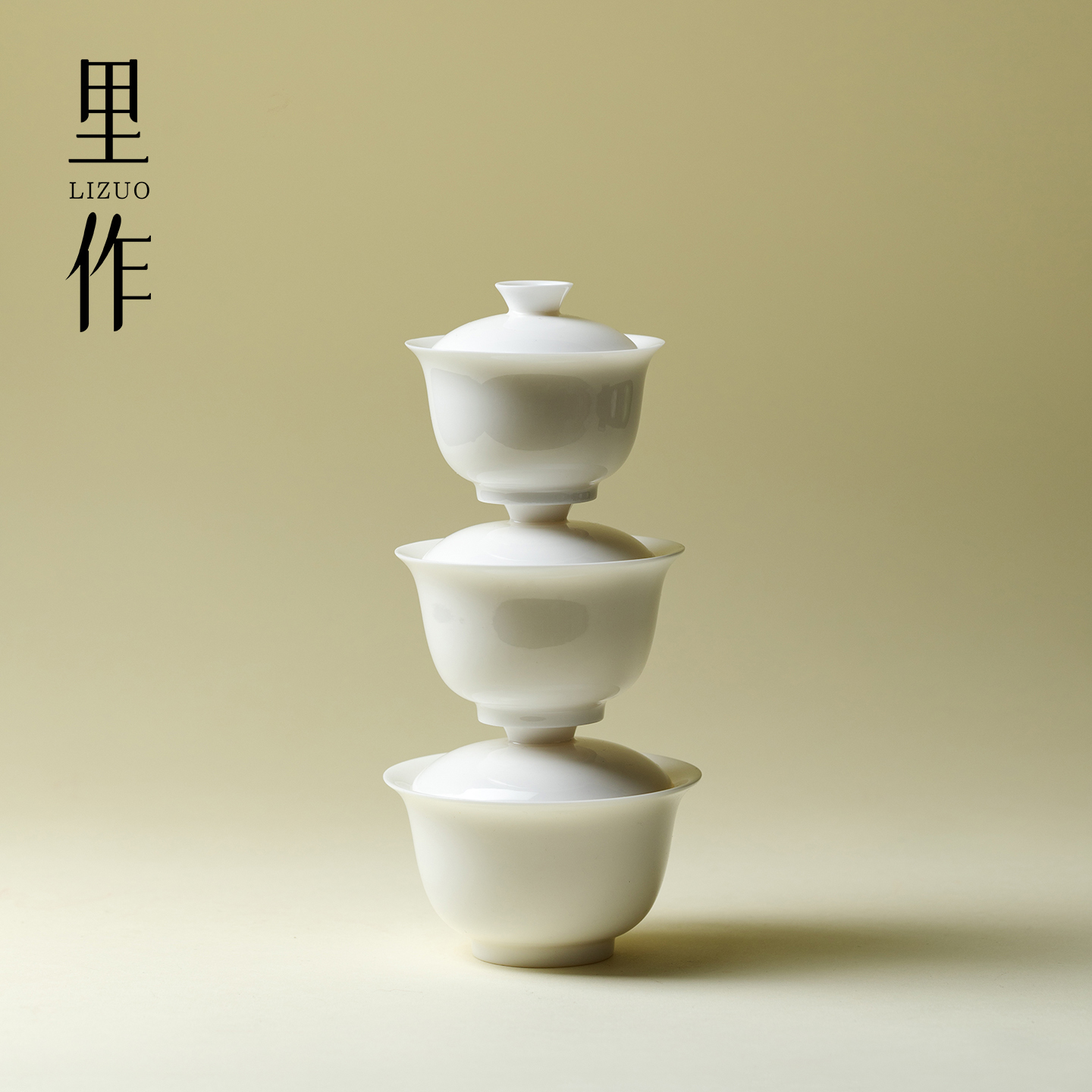 里作 白瓷若深评审盖碗二才薄胎不烫手玉瓷泡茶碗茶具高温沏茶碗