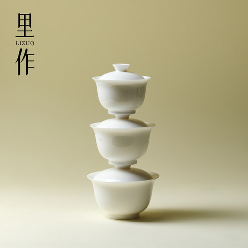 里作白瓷若深评审盖碗二才