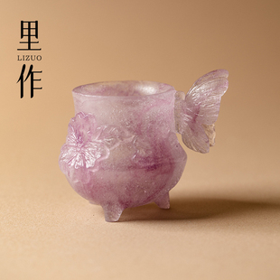 高颜值粉彩琉璃主人杯手工女士专用高端茶杯单个家用品茗杯 里作
