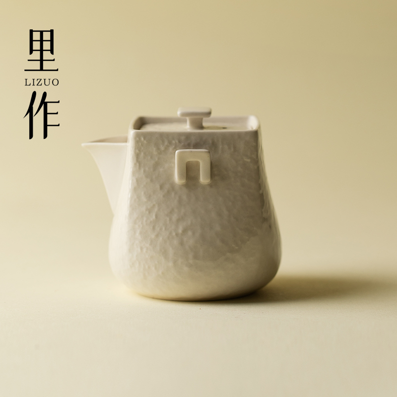 里作 创意陶瓷手工四方宝瓶壶复古草木灰泡茶壶家用功夫茶具单壶