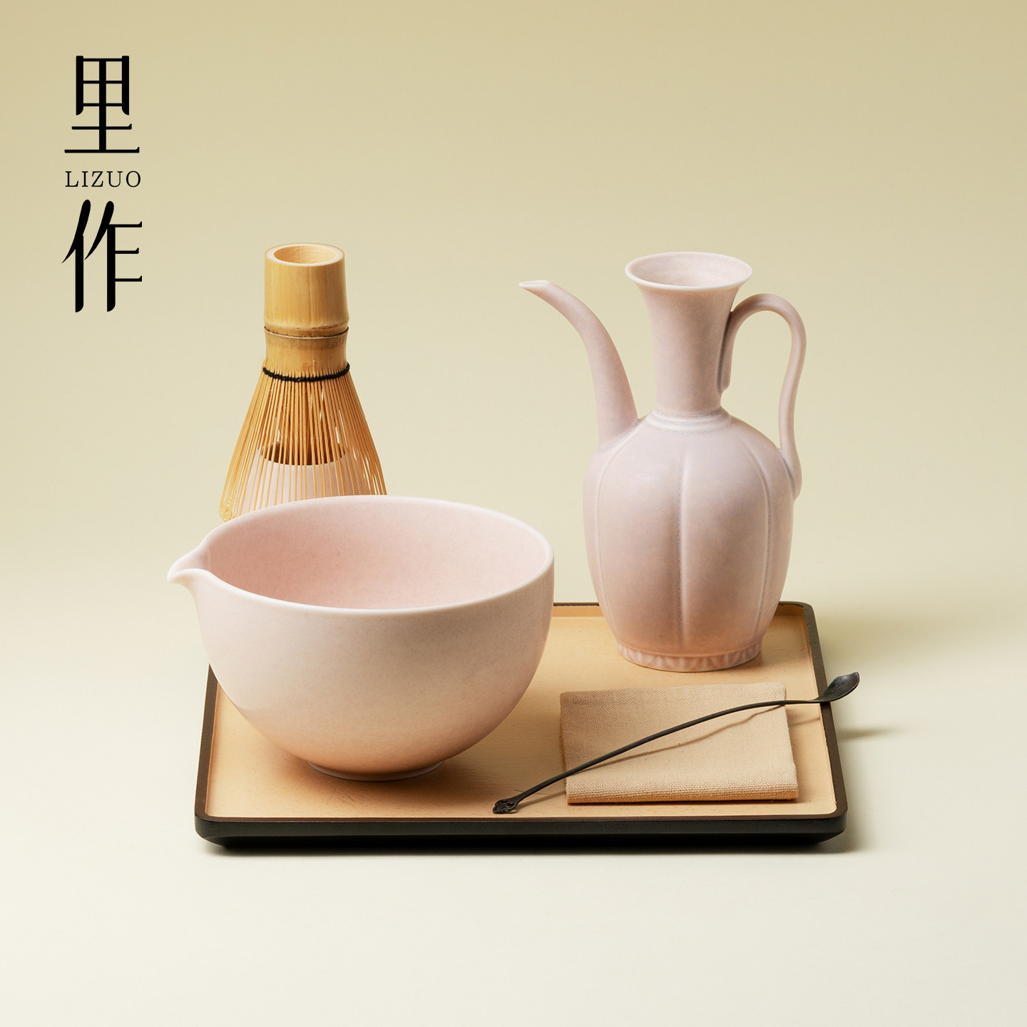 里作 宋代点茶抹茶碗打抹茶工具抹茶刷茶盘整套打抹茶搅拌器套装