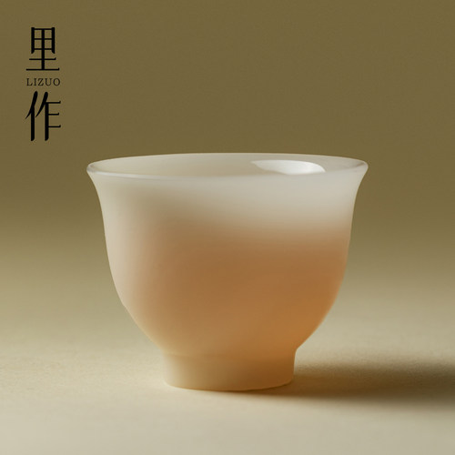 里作 高颜值薄胎冰种玉瓷功夫茶杯家用客厅喝茶品茗杯精致主人杯