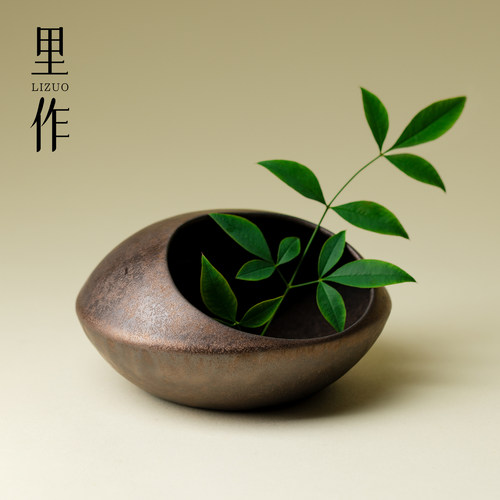 里作 日式窑变家用插花花器高颜值复古玄关客厅办公司禅意小花盆
