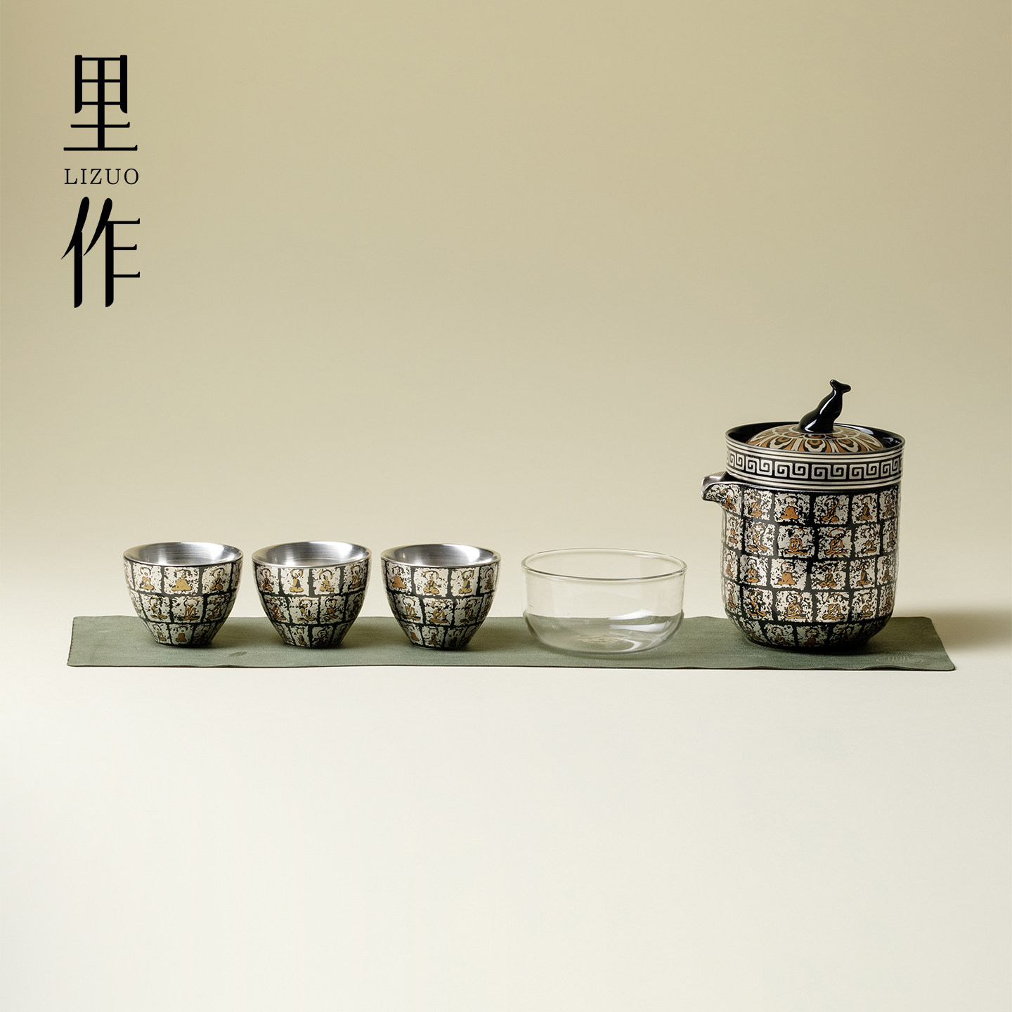 里作鎏银千佛石窟旅行茶具中式文创便携式快客杯高端陶瓷功夫茶具,餐饮具,旅行茶具,淘宝优惠券,粉丝福利购,淘宝优惠卷