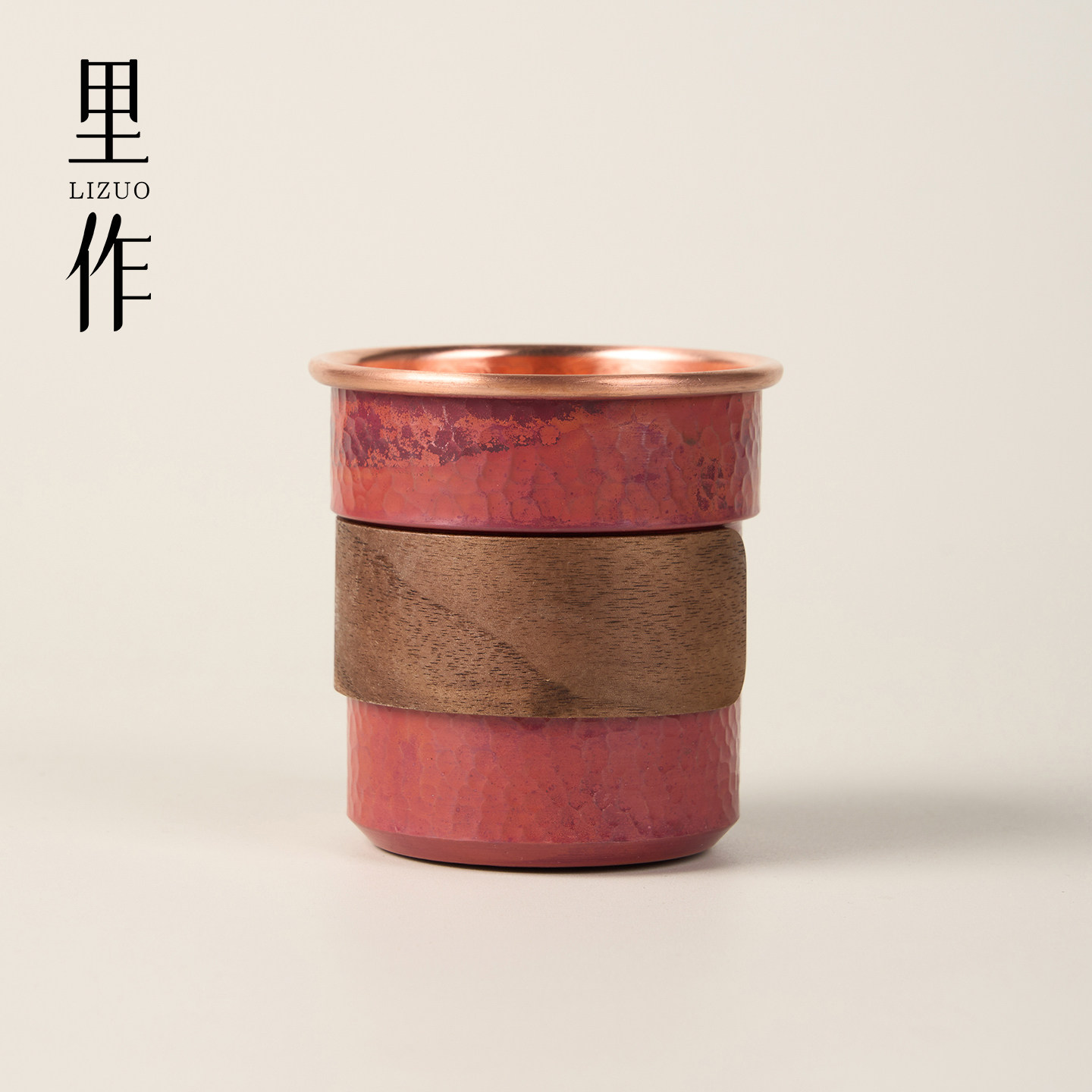 里作纯紫铜可乐杯纯手工锻造手打一片铜水杯防烫办公杯家用饮料杯
