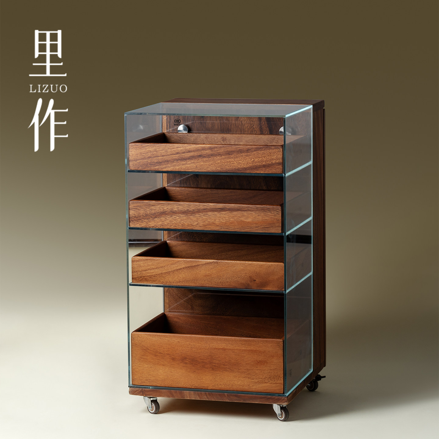 里作中式黑胡桃木储物柜可移动复古风玻璃柜高颜值家用客厅置物柜,住宅家具,家用陈列柜,淘宝优惠券,粉丝福利购,淘宝优惠卷