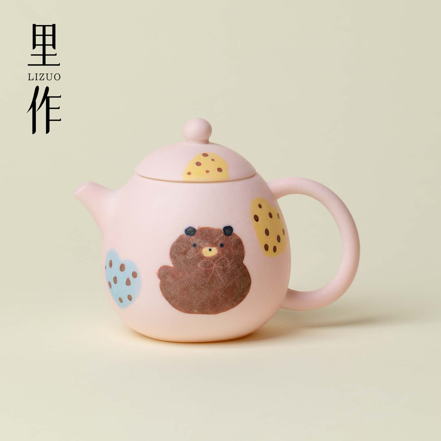 里作手绘小熊陶瓷茶壶手工软萌治愈系泡茶壶泡高颜值带过滤泡茶器