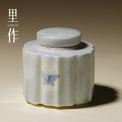 里作手绘兰花茶叶罐密封小罐