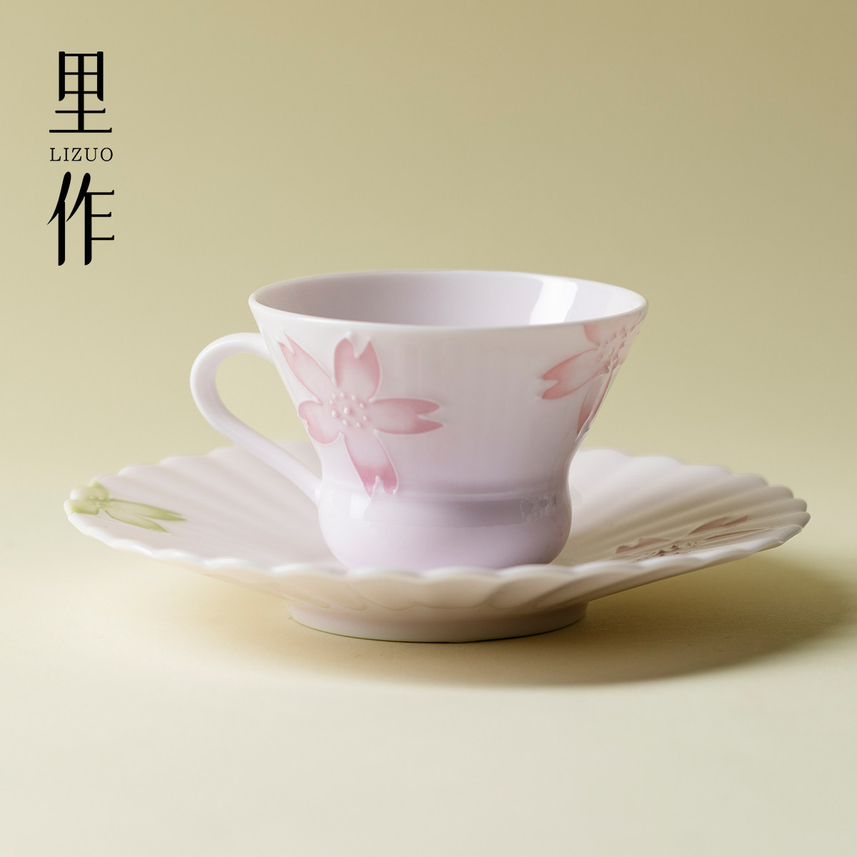 里作 粉彩手绘樱花主人杯有田烧手工整套品茗杯杯托套杯下午茶杯,餐饮具,马克杯,淘宝优惠券,粉丝福利购,淘宝优惠卷