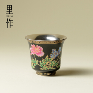 里作 虞美人鎏银主人杯高颜值粉彩茶杯女神专用精致喝茶杯品茗杯