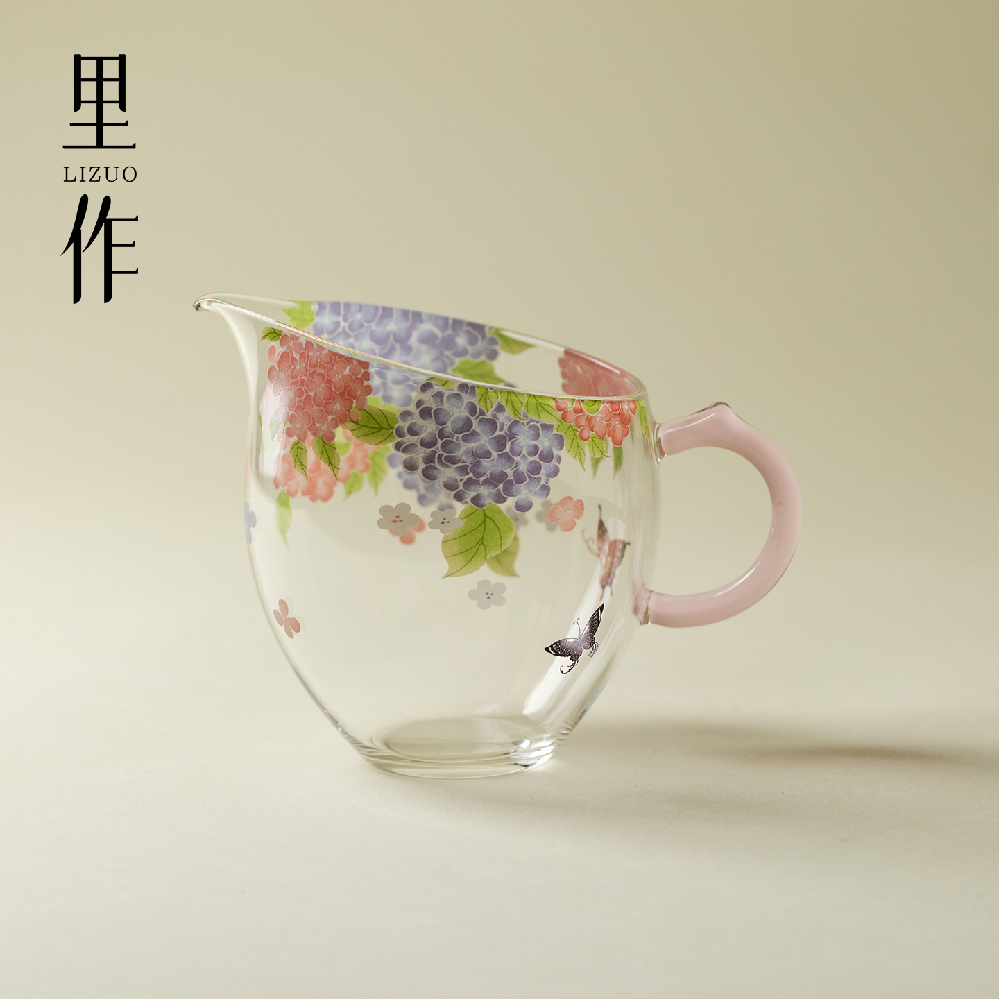 里作 锦簇绣球高硼硅公道杯新中式高颜值茶海耐热玻璃分茶器匀杯