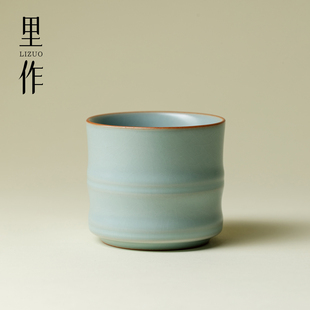 里作天青色汝窑开片竹节杯中国传统色陶瓷茶杯家用茶具品茗主人杯