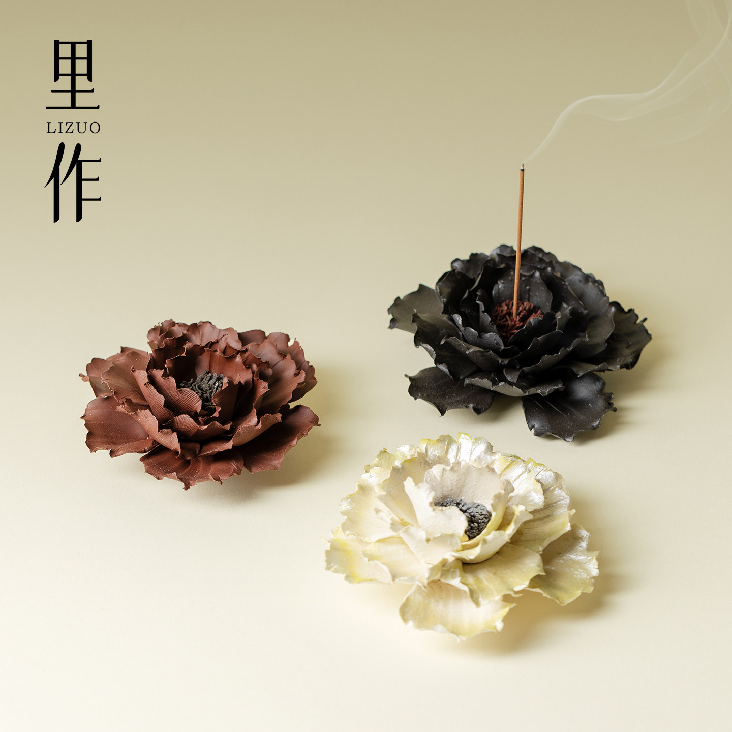 里作 粗陶手捏花线香炉底座景德镇手工花瓣扩香器熏香炉居家摆件,家居饰品,香薰托盘,淘宝优惠券,粉丝福利购,淘宝优惠卷